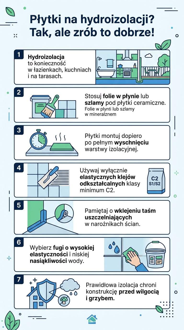 Infografika: Czy na hydroizolację można kłaść płytki?