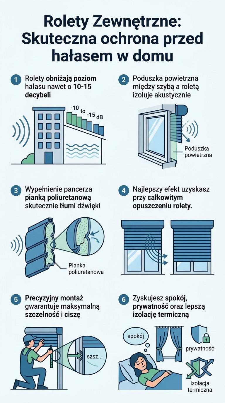 Infografika: Czy rolety zewnętrzne wyciszają hałas?
