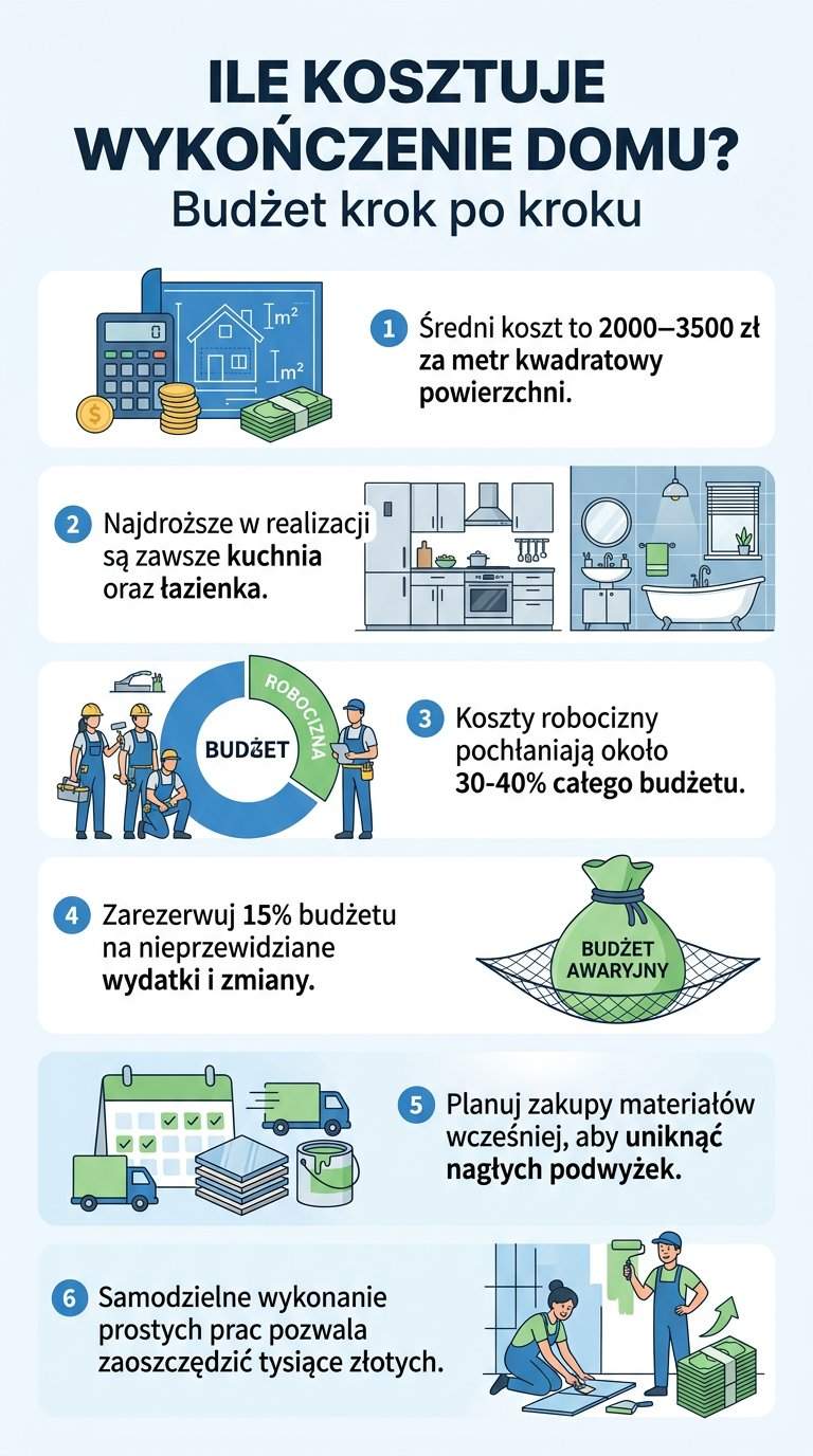 Infografika: Ile kosztuje wykończenie domu w stanie surowym? Budżet i rady