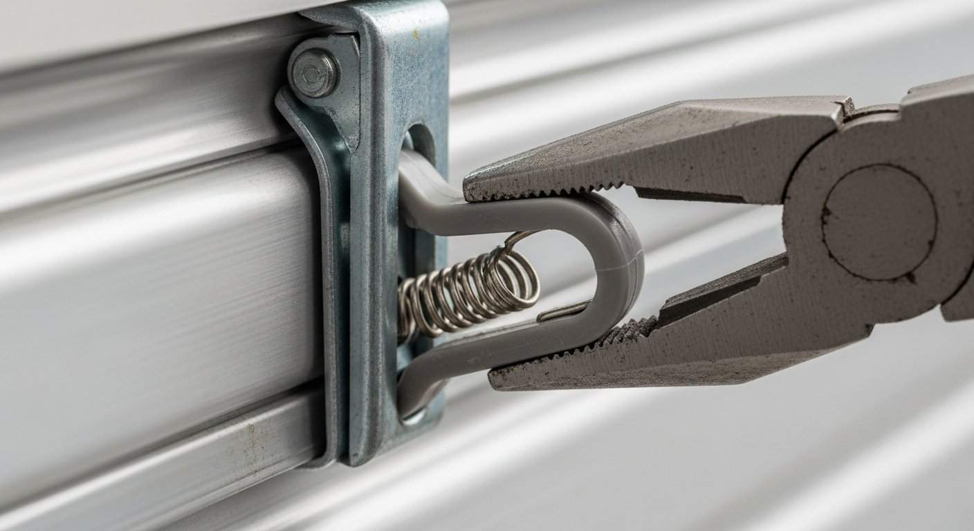 Jak bezpiecznie wymienić wieszaki blokujące w pancerzu rolety?