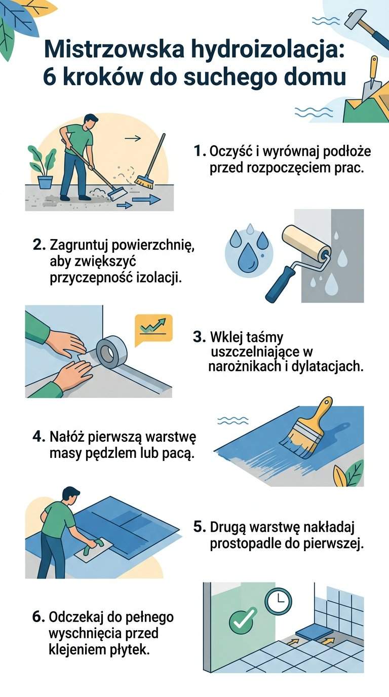 Infografika: Jak kłaść hydroizolację? Porady od praktyka