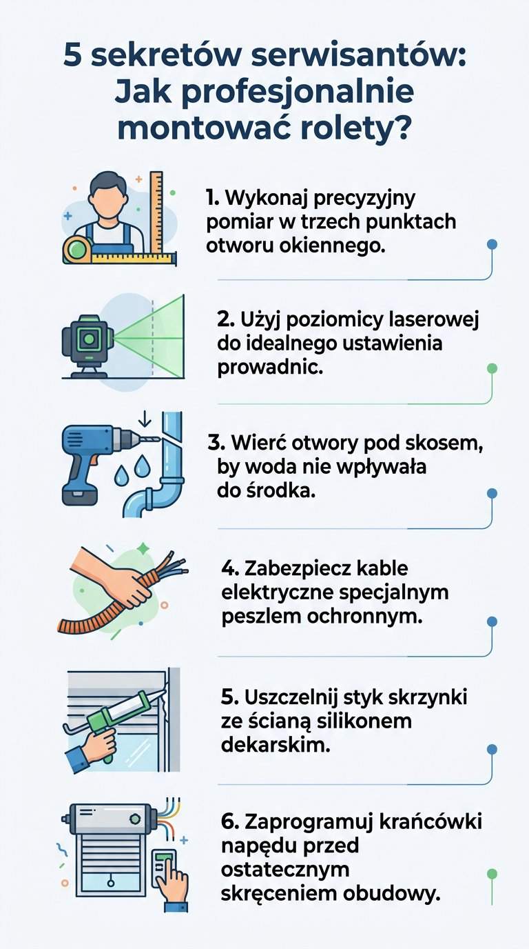 Infografika: Jak montować rolety zewnętrzne - 5 sztuczek serwisantów
