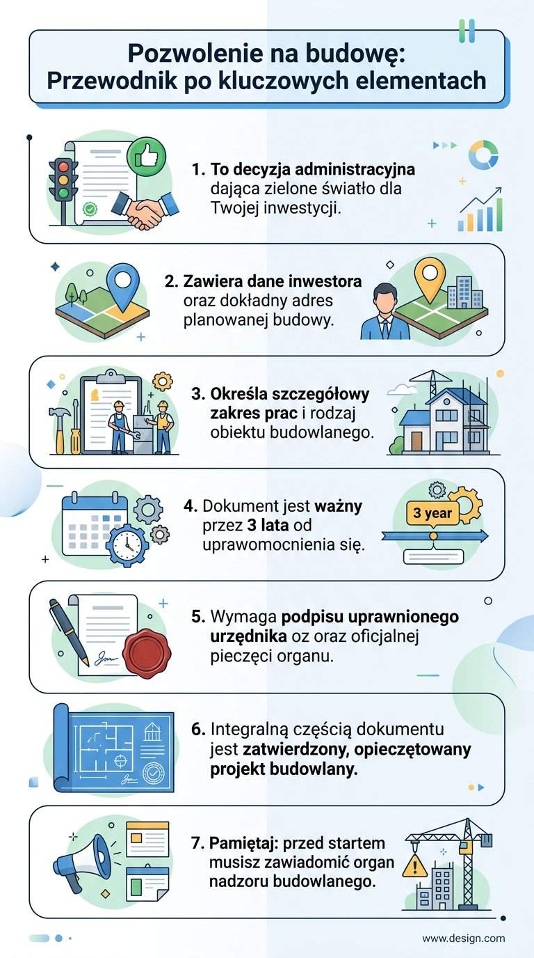 Infografika: Jak wygląda pozwolenie na budowę? Kluczowe elementy dokumentu