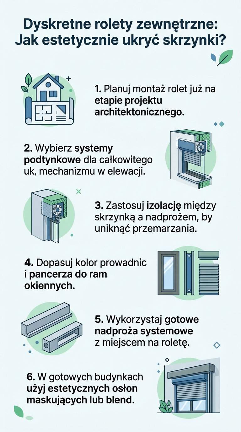 Infografika: Jak zamaskować rolety zewnętrzne - poradnik inwestora