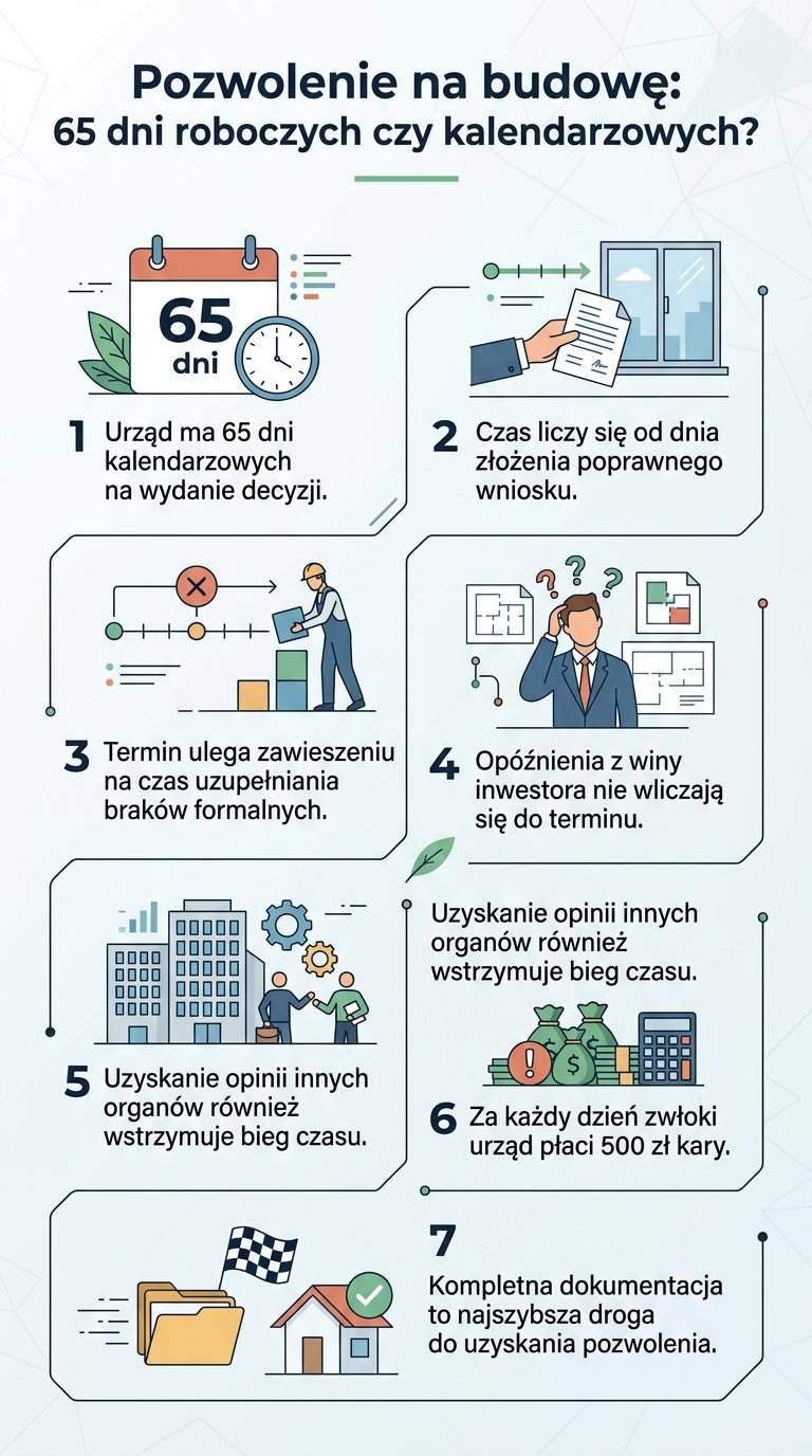 Infografika: Pozwolenie na budowę 65 dni roboczych czy kalendarzowych?
