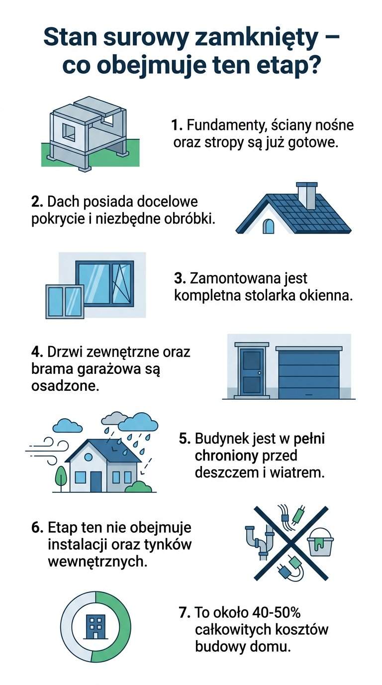 Infografika: Stan surowy zamknięty co obejmuje? Sprawdź listę prac